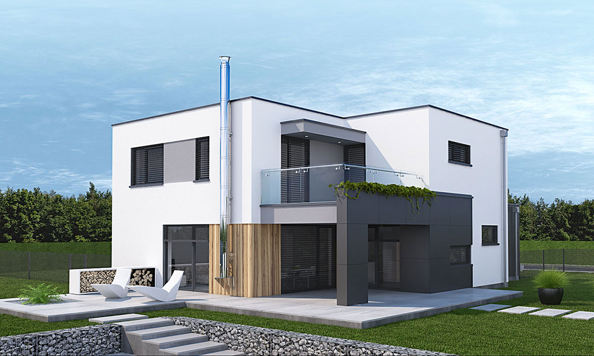 zither Poschodový luxusný projekt domu s garážou - vizualizácia 02